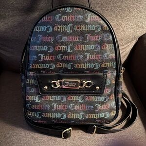 Juicy Couture Black Backpack with Colorful Logo